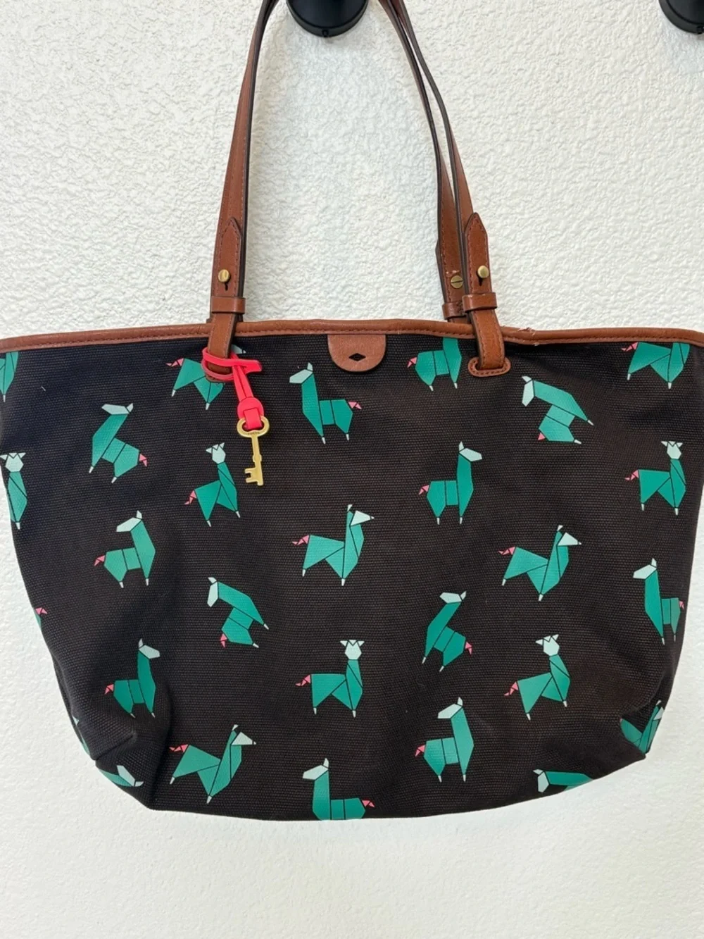 Fossil Rachel Tote with Wallet- Origami Llama Print